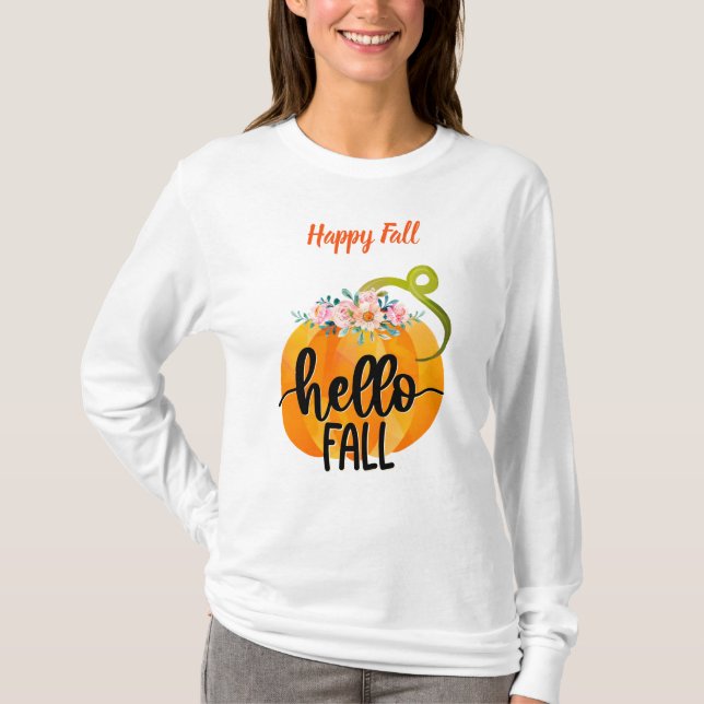 Camiseta Hola otoño Personalizar texto (Anverso)