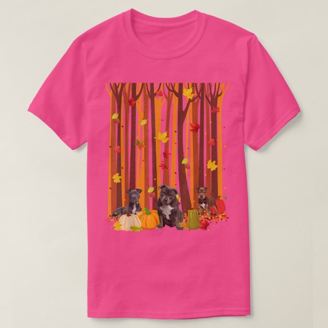 Camiseta Hola Otoño Pitbull Maple Leaf Fall Pumpkin Mens (Diseño del anverso)