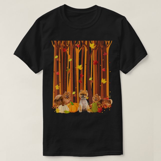 Camiseta Hola Otoño Pomerania Hoja de Maíz Caída Calabaza M (Diseño del anverso)