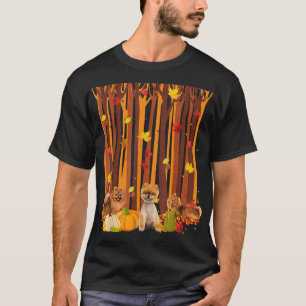 Camiseta Hola Otoño Pomerania Hoja de Maíz Caída Calabaza M