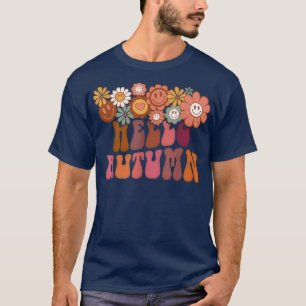 Camiseta Hola Otoño Retro Groovy Daisy Flower Funny Fall