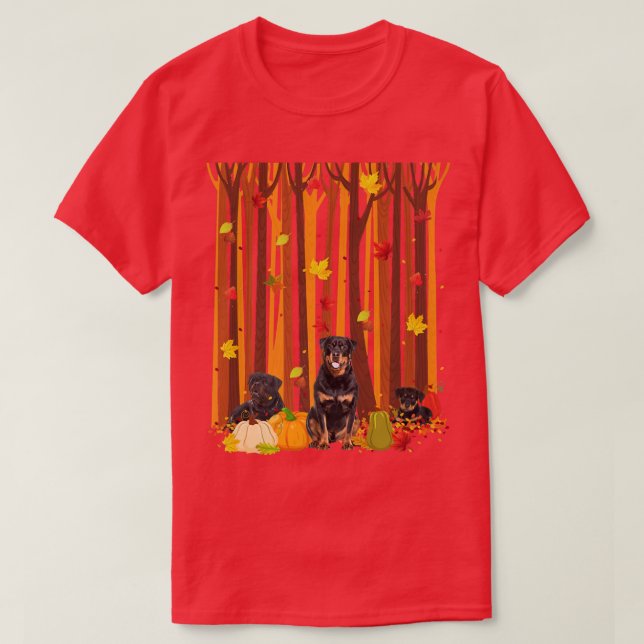 Camiseta Hola Otoño Rottweiler Maple Leaf Fall Pumpkin Me (Diseño del anverso)