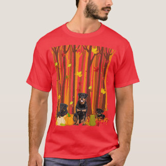 Camiseta Hola Otoño Rottweiler Maple Leaf Fall Pumpkin Me