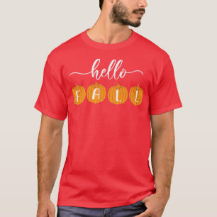 Camiseta Hola otoño Tema del otoño con calabazas Naranjas