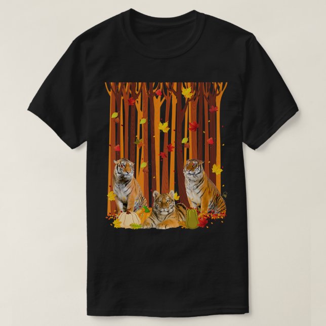 Camiseta Hola Otoño Tiger Maple Leaf Fall Pumpkin Mens Wo (Diseño del anverso)