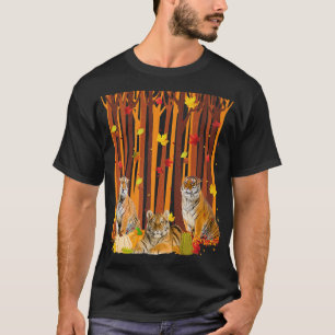 Camiseta Hola Otoño Tiger Maple Leaf Fall Pumpkin Mens Wo
