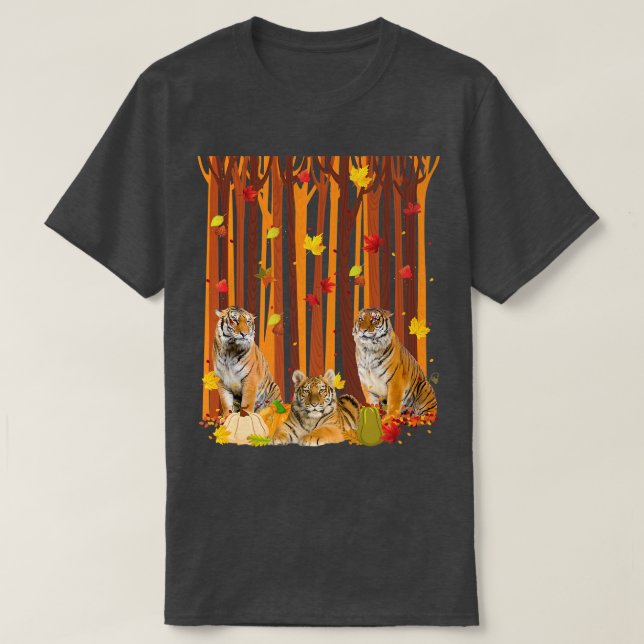 Camiseta Hola Otoño Tiger Maple Leaf Fall Pumpkin Mens Wo (Diseño del anverso)