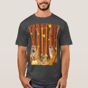 Camiseta Hola Otoño Tiger Maple Leaf Fall Pumpkin Mens Wo