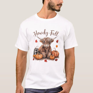 Camiseta Hola Otoño Vaca Highland Feliz Día de Acción de Gr