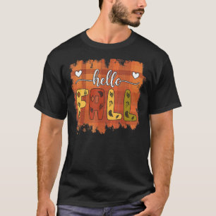 Camiseta Hola Otoño Vibes Cute Cae Hojas de Placa