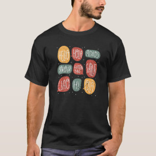 Camiseta Hola palabra en diferentes idiomas profesor lingüi
