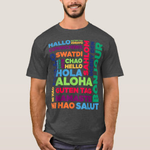 Camiseta Hola palabra en diferentes idiomas Viajes y Enseña