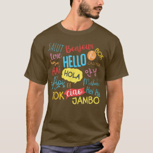 Camiseta Hola Palabra En Idiomas Diferentes Viajes Viajes V