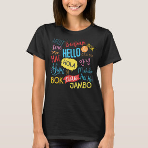 Camiseta Hola Palabra En Idiomas Diferentes Viajes Viajes V