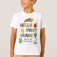 Hola Papel de Escuela de Primer Grado Líneas y Gar
