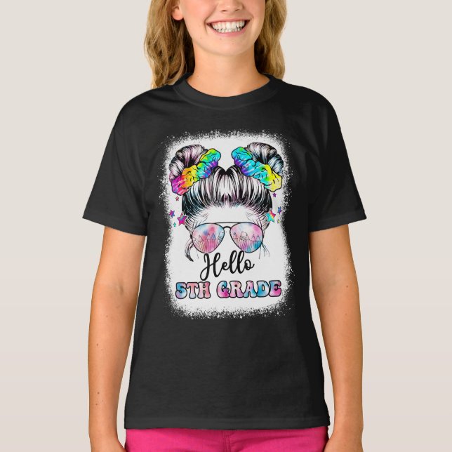 Camiseta Hola, pelo desordenado de 5º grado de vuelta a la  (Anverso)