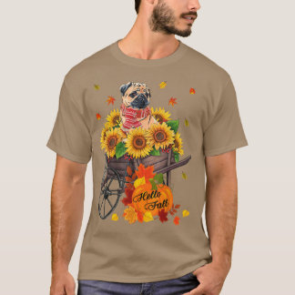 Camiseta Hola Perro De Caída De Pug En Sunflowers Sale De L