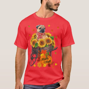 Camiseta Hola Perro De Caída De Pug En Sunflowers Sale De L