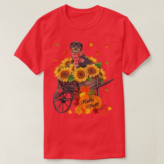 Camiseta Hola Perro De Rottweiler Caído En Sunflower Deja A (Diseño del anverso)