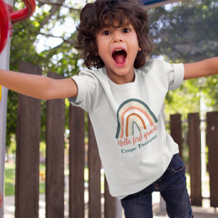 Camiseta Hola personalizado arcoíris grado niños nombre