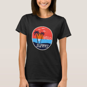 Camiseta Hola Playa De Vacaciones De Verano Y Atardecer De 