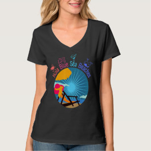 Camiseta Hola Playas Del Mar Azul En Sunset Twin Palm Tress
