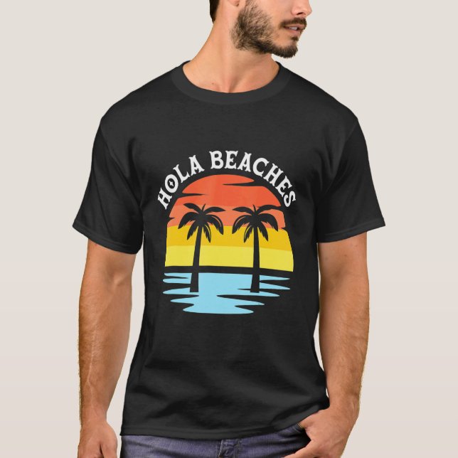 Camiseta Hola Playas Del Mar Azul En Sunset Twin Palm Tress (Anverso)