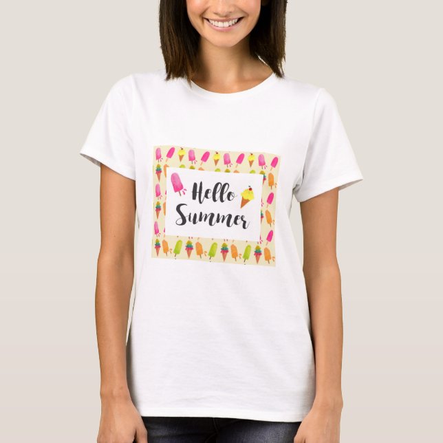 Camiseta Hola Popsicles de verano y Crema de Hielo (Anverso)
