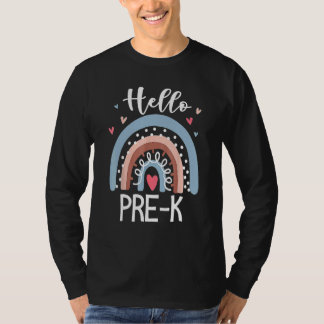 Camiseta Hola Pre K Boho Arcoíris Regreso a la Escuela