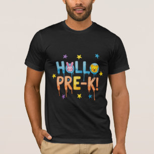 Camiseta Hola Pre-K! Conejo de acuarela y escuela de osos D