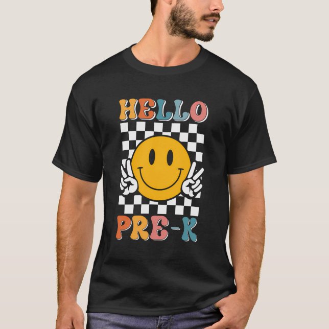 Camiseta Hola Pre-K De Vuelta A La Escuela Docente Estudian (Anverso)
