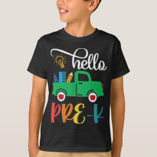 Camiseta Hola Pre K De Vuelta Al Camión Escolar Para Chicas