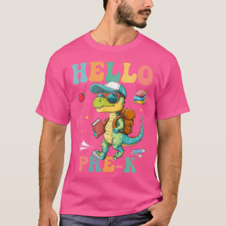 Camiseta Hola Pre K De Vuelta Al Colegio T Rex Dinosaur Boy