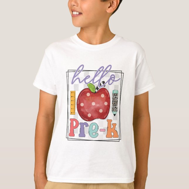 Camiseta Hola pre-K, niños o Chicas (Anverso)