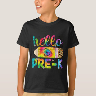 Camiseta Hola Pre-k Pencil Tye de vuelta a la escuela Pre-k