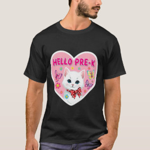 Camiseta Hola Pre-K Pre K PreK Niña Gatito Gato Lindo Espal