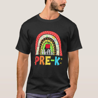 Camiseta Hola Pre K Rainbow De vuelta a la escuela primer d