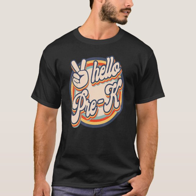 Camiseta Hola Pre K Squad Primer Día De Retro Escolar (Anverso)