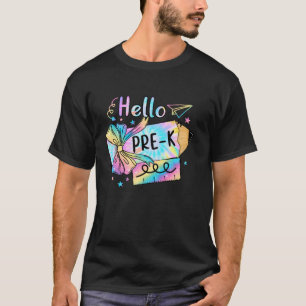 Camiseta Hola Pre K Tie Dye Pencil Coquette Bow Teacher St