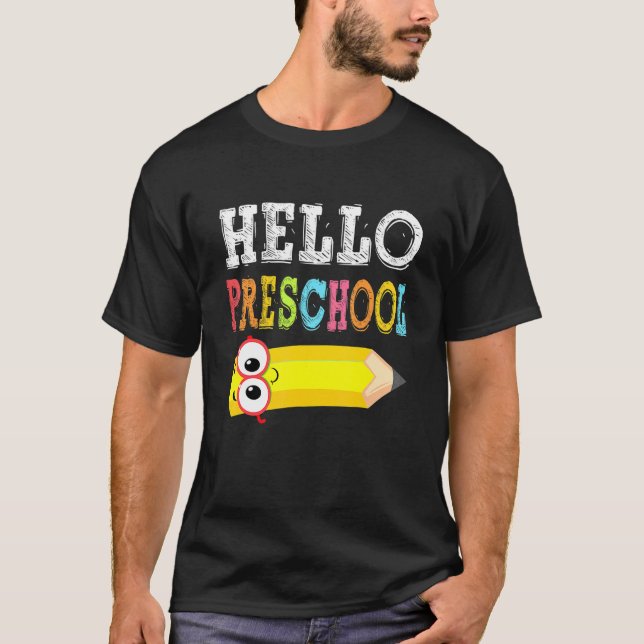 Camiseta Hola Preescolar De Nuevo A La Escuela (Anverso)