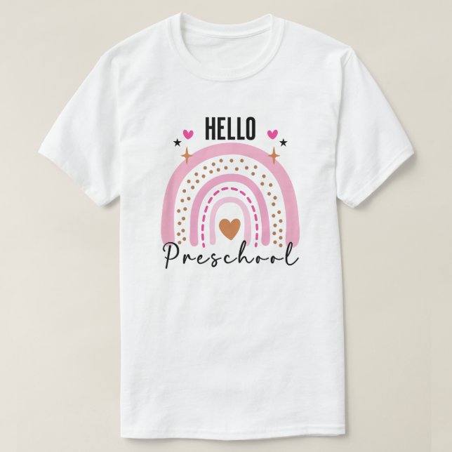 Camiseta Hola Preescolar | De vuelta a la escuela preescola (Diseño del anverso)