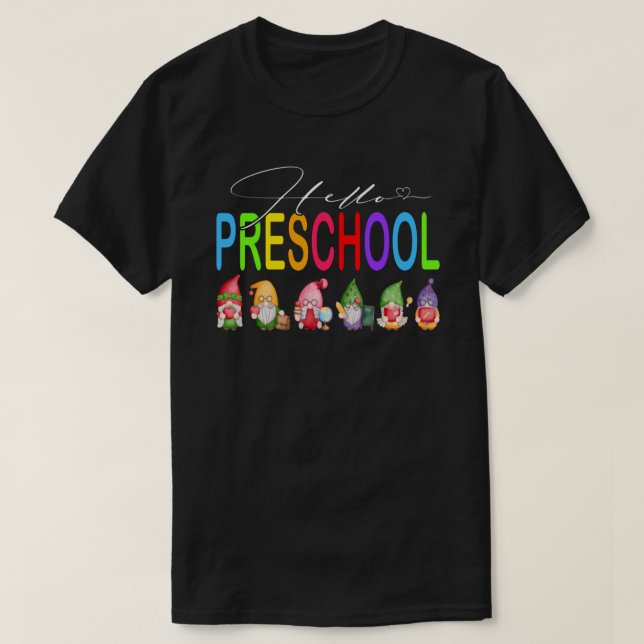 Camiseta Hola Preescolar De Vuelta A Los Gnomes Escolares (Diseño del anverso)