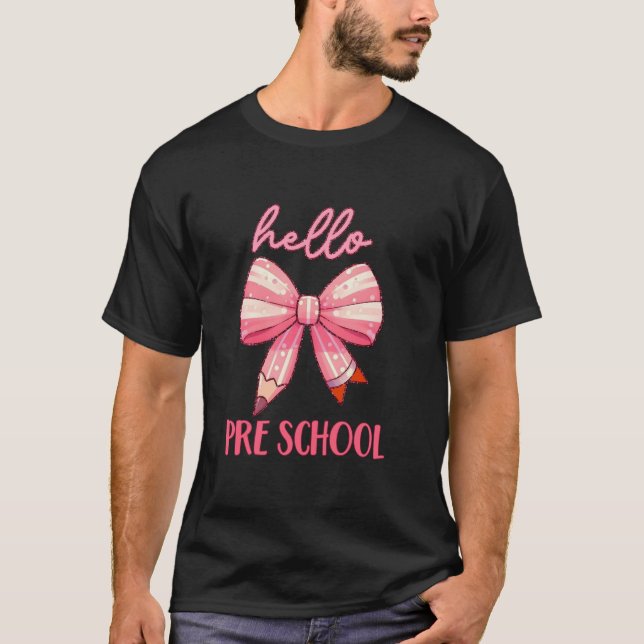 Camiseta Hola Preescolar Lápiz Bow Coquette Bow Back To S (Anverso)