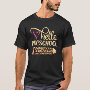 Camiseta Hola Preescolar Lápiz Leopardo De Regreso A La Esc