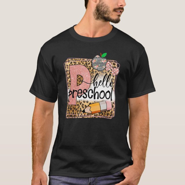 Camiseta Hola Preescolar Preescolar Leopard Team Preschool  (Anverso)