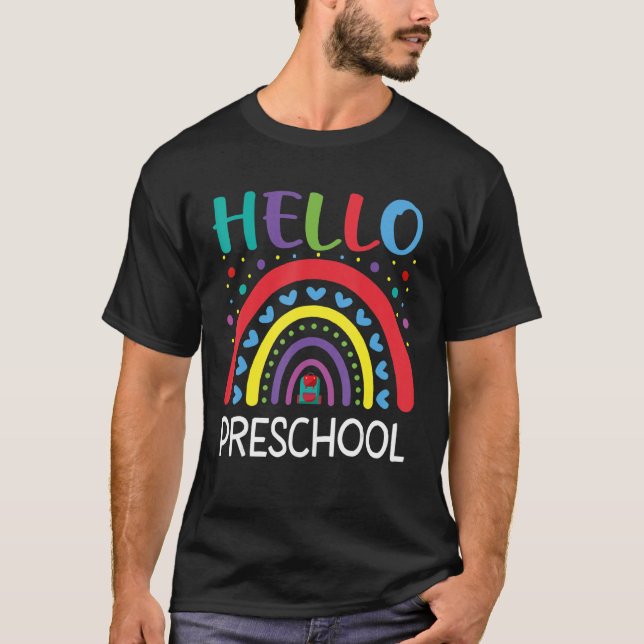 Camiseta Hola Preescolar Rainbow Boho De Vuelta A La Escuel (Anverso)