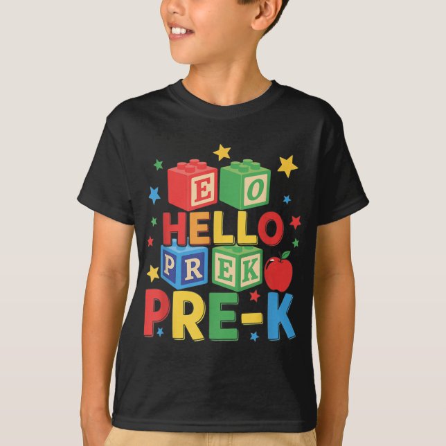 Camiseta Hola Prek _ Feliz Primer Día De Vuelta Al Colegio (Anverso)