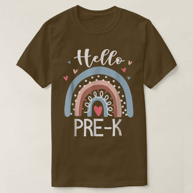 Camiseta Hola Prek Funny Boho Rainbow De Nuevo A La Escuela (Diseño del anverso)