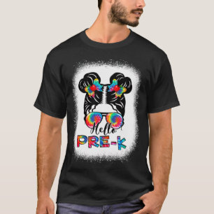 Camiseta Hola PreK Messy Bun Chica Tie Dye Cute Volver A Sc