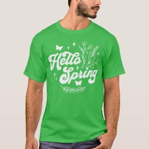 Camiseta Hola Primavera Flor Cubierta Floral y maritero